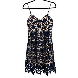 Blue Lace Sundress Casual Dress S Small Fairy Cottage Coquette Illusion